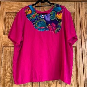 Vintage silky blouse with bold print